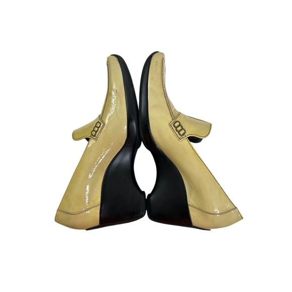 Vintage, Rare Kenneth Cole Butter Yellow Patent Leather Wedge Slip-Ons - Picture 8 of 10